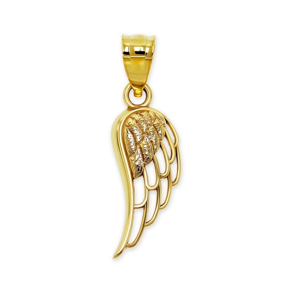 Gold Angel Wing Charm - 10 Karat Solid Gold - Angel Wing Jewelry