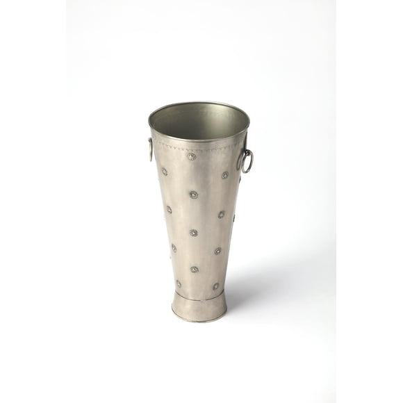 Beaumont Lane Transitional Iron Umbrella Stand In Antique Silver