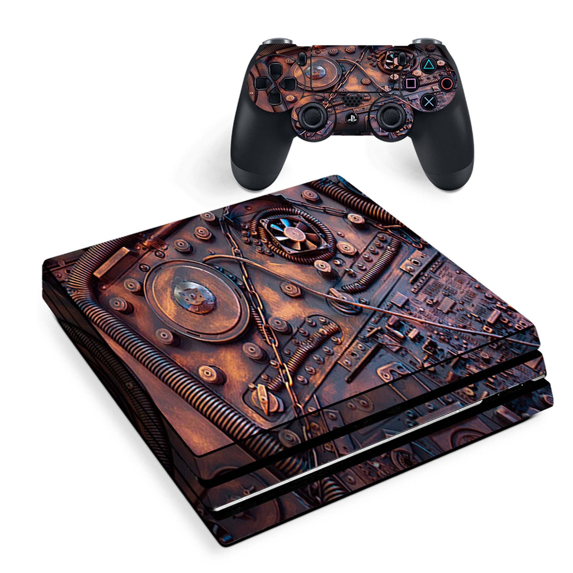 Skin for PS4 Pro Console Decal Skins Cover -Steampunk Metal Panel Vault Gear - Walmart.com