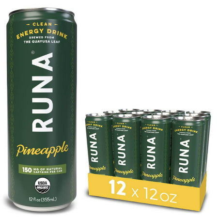 RUNA Organic Clean Energy Drink from the Guayusa Leaf, Pineapple, Naturally Sweetened, 12 Ounce (Pack of