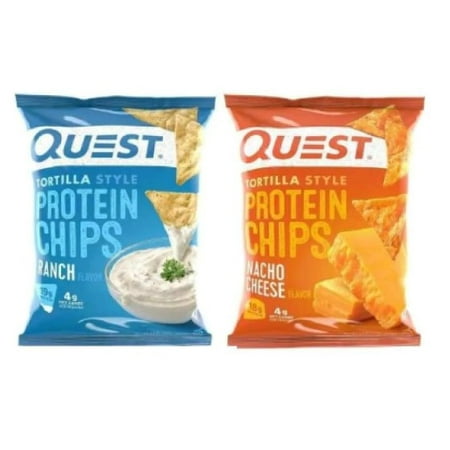 Quest Tortilla Style Protein Chips, Nacho Cheese and Loaded Taco, Variety Pack, 12 Count