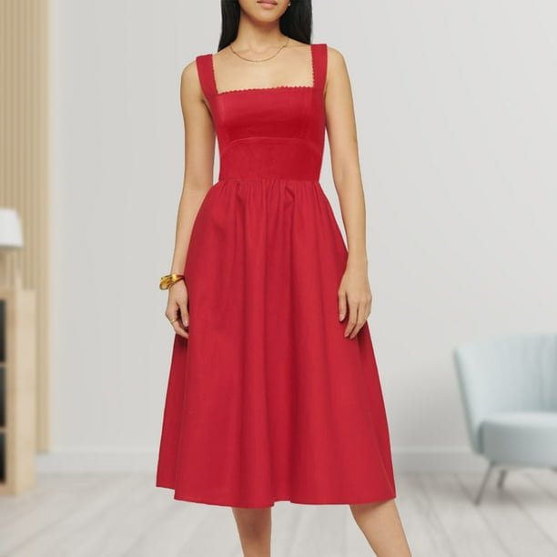 Vestido Vestido de verano para mujer Corse sin espalda Vestido de fiesta Ropa de calle Rojo S Cgtredaw Rojo T S para Mujer Walmart en linea