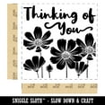 thumbnail image 2 of Thinking of You Cosmos Flowers Silhouette Self-Inking Rubber Stamp Ink Stamper - Red Ink - Large 1-1/2 Inch, 2 of 7