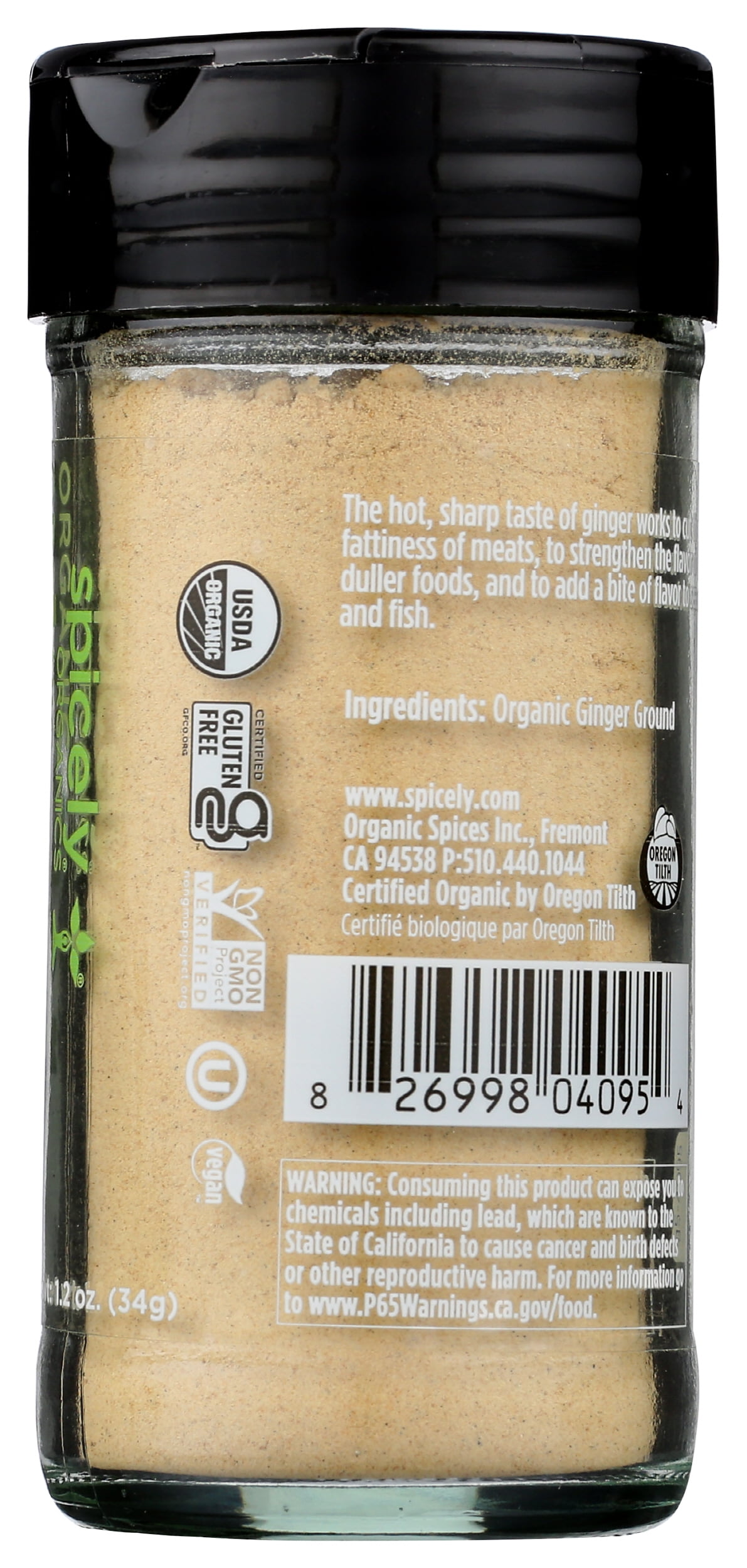 (Pack of 3), Spicely Organics Organic Ginger Ground, 1.2 oz