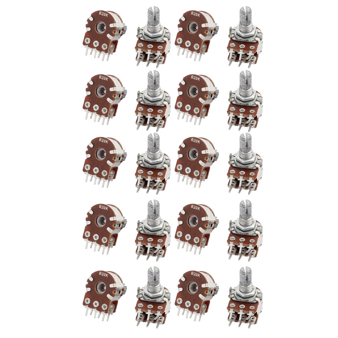 20pcs B20K 20K Ohm Type B Dual Linear Taper Rotary Potentiometer
