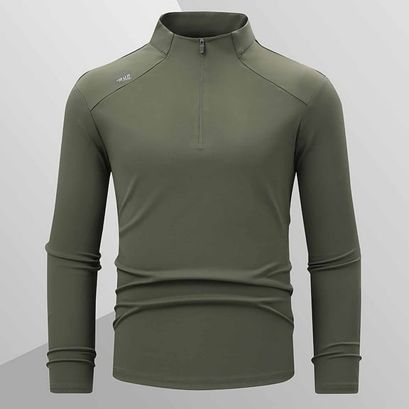 DAFPZW Compression Long Sleeve Shirt Men Quarter Zip - Mens Workout Gym T-Shirt Quick Dry Athletic Base Layer Sport Undershirt