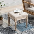 thumbnail image 3 of French Vintage Entry Bench Linen Fabric Foot Stool Small Ottoman Seat Vanity Chair with Wood Legs for Piano/Entryway Bedroom/Living Room/Hallway (Beige), 3 of 12