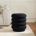thumbnail image 5 of 17.5'' Round Ottoman Foot Stool Fabric Storage Footrest Vanity Stool Chair, Modern Sherpa Upholstered Padded Seat with Lid for Living Room/Bedroom/Small Space/Make Up, Black, 5 of 8