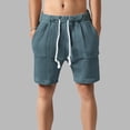 thumbnail image 3 of Heavyweight Knitted Shorts for Men Summer Casual Elastic Waist Jacquard Straight Leg Shorts with Pockets, 3 of 6