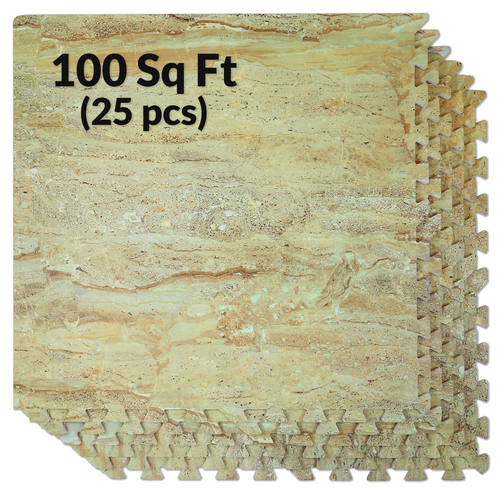 Clevr  100 Sq. Ft  3/8 Inch Thick Interlocking Foam Mats Flooring, Granite Stone