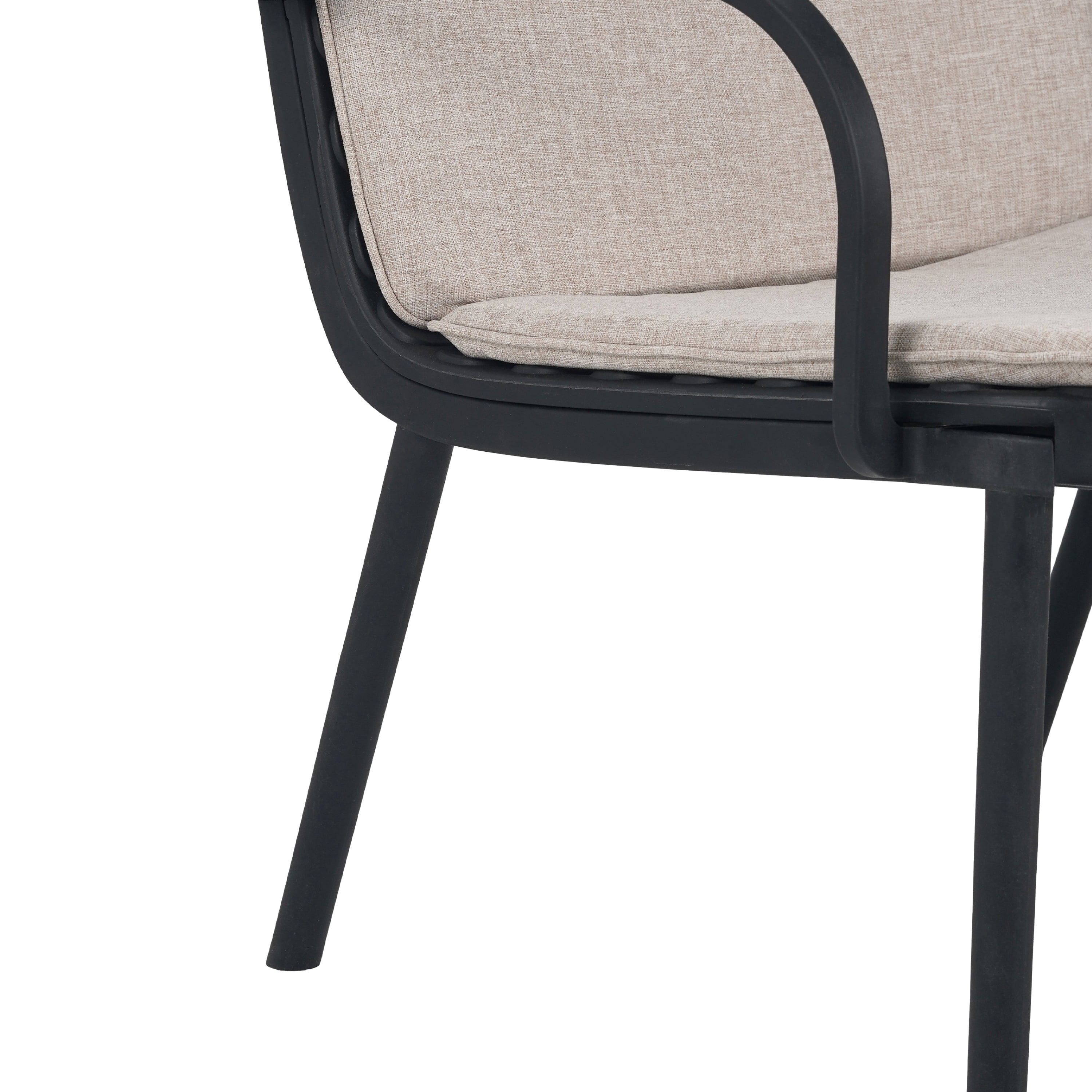 Patio Loveseat, Outdoor PP Sofa with Water-Repellent Fabric Cushion and High-Density Polypropylene Frame, Easy to Clean Design for Garden and Patio, Black Frame with Beige Cushion