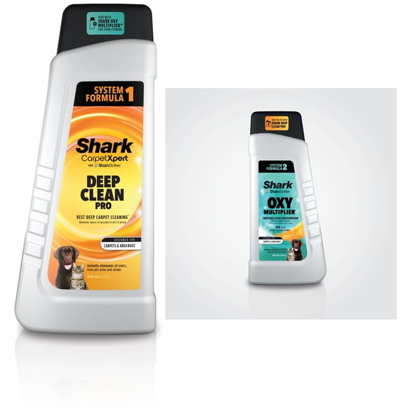 Shark CarpetXpert Deep Clean Pro Formula for Shark Upright & Portable Cleaners, 48 oz., EXCM48 and 32 oz., OXY Multiplier™, EXOX32