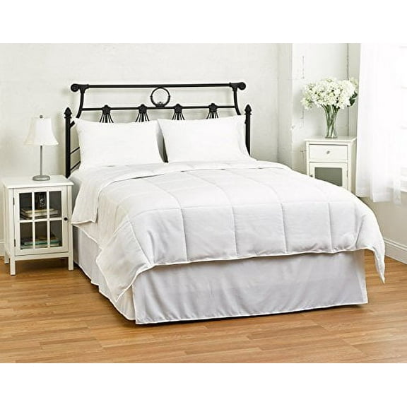 Natural Comfort White Down Alternative Comforter with Embossed Microfiber Shell, Light Weight Filled, Full