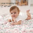 thumbnail image 3 of Yoofoss Muslin Swaddle Blankets, Organic Baby Blankets, 47 x 47 Inches Receiving Blanket 4-Pack for Baby Boys and Girls, Baby Essentials for Newborns Soft Breathable Pink Flower, 3 of 10