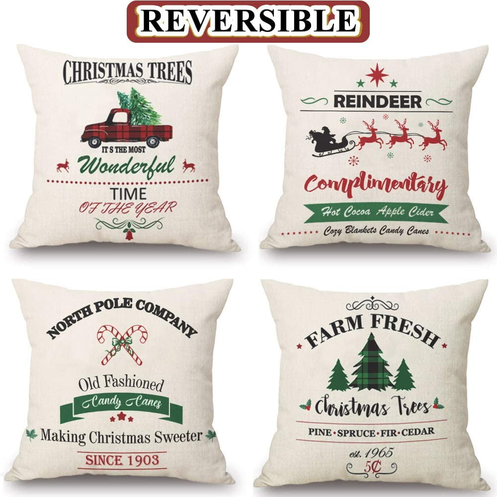 LAVEVE Christmas Pillow Covers 16x16 Set of 4 Farmhouse Christmas Decor Throw Pillows Buffalo Plaid Christmas Decorations Red Truck Buffalo Check Throw Pillow Covers for Winter/Holiday Decor LAVEVE Christmas Pillow Covers 16x16 Set of 4 Farmhouse Christmas Decor Throw Pillows Buffalo Plaid Christmas Decorations Red Truck Buffalo Check Throw Pillow Covers for Winter/Holiday Decor