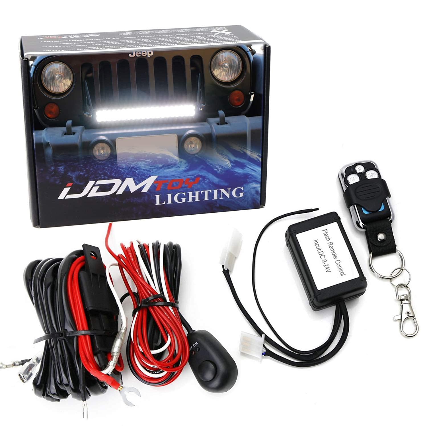 iJDMTOY (1) 6ft Long LED Light Bar Relay Wiring Harness w/ LED