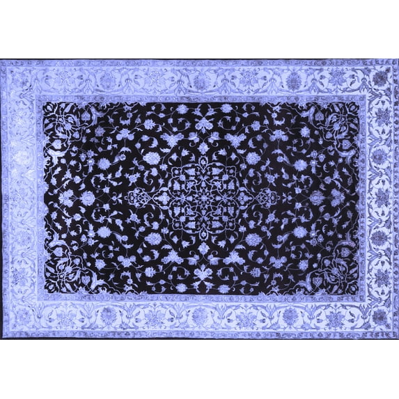 Ahgly Company Machine Washable Indoor Rectangle Persian Blue Traditional Area Rugs, 2' x 4'