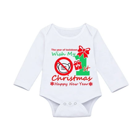 

Boys Bodysuits Christmas Romper Toddler Baby Letter Jumpsuit Xmas New Year Clothes