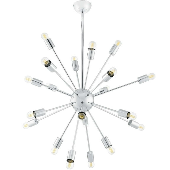 Modway Volley 24-Light Modern Metal Chandelier in Chrome Finish