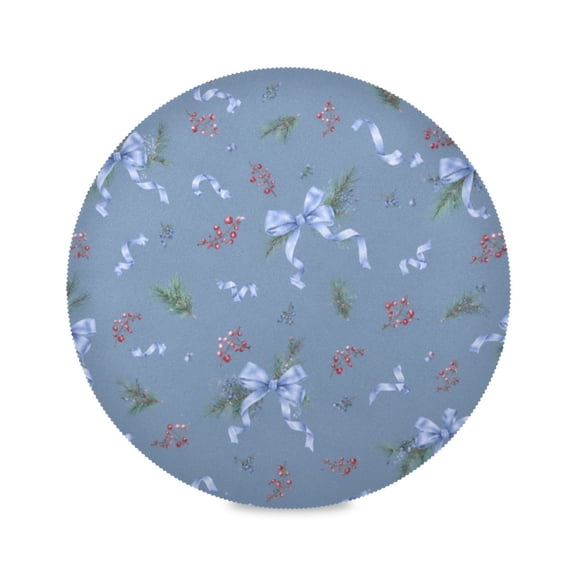 15" Blue Ribbon Printed Round Placemats Set of 1 Heat Resistant Table Mat for Kitchen for Party Deco