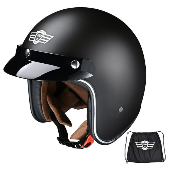 AHR RUN-O5 Rétro Casque de Moto 3/4 à Visière Ouverte à Pois Scooter Cruiser TTG