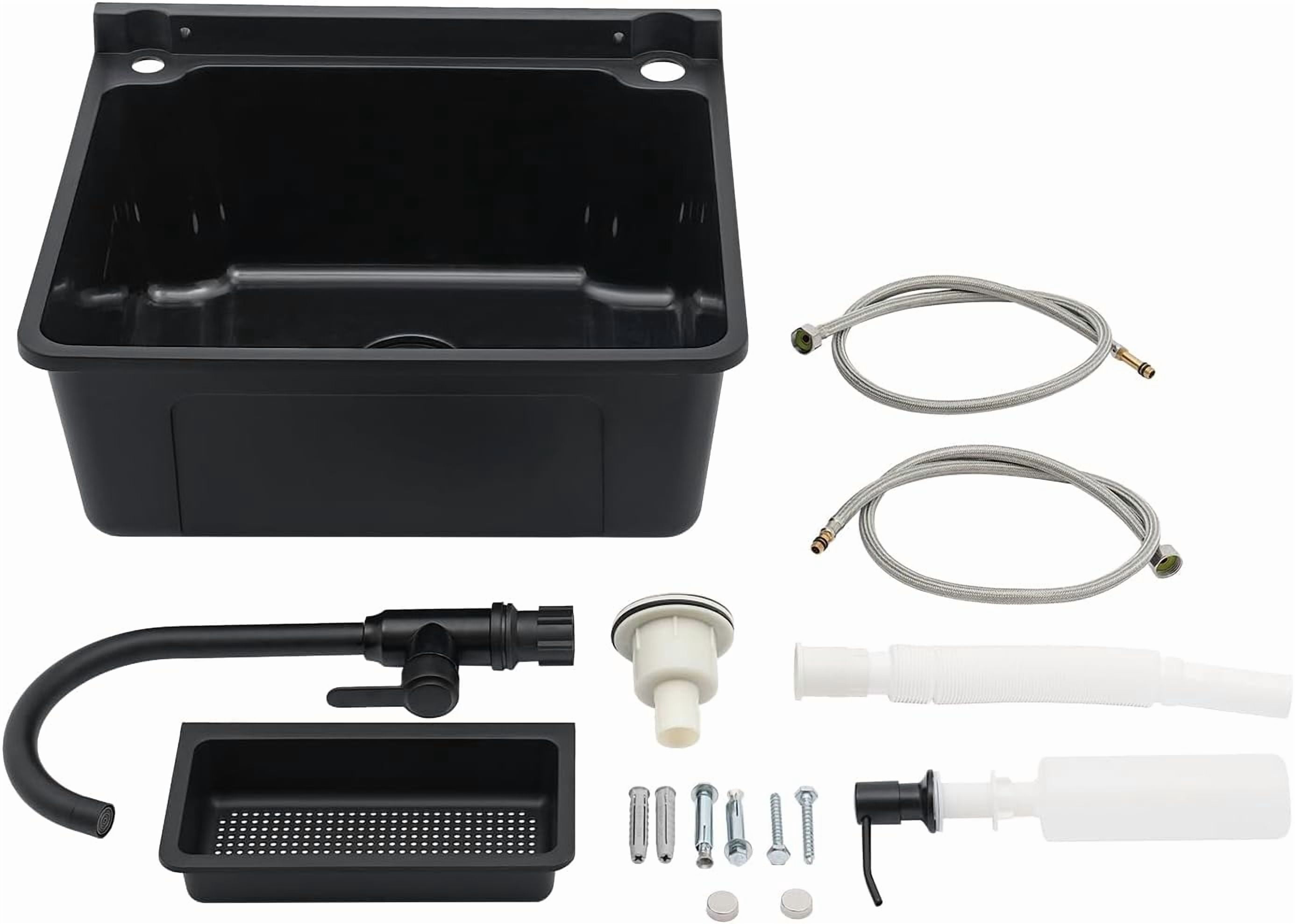 Wall-Mounted Utility Sink Tub Kit with Aluminum Alloy Faucet and Soap Box, Anti-clogging Laundry Sink for Bathrooms, Sundry Rooms, Garages
