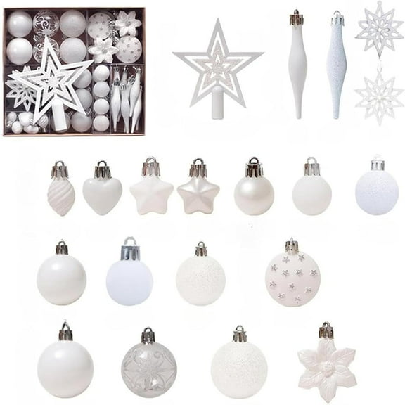 58 pieces of Christmas tree decoration set, colorful shatterproof Christmas ball star pendant
