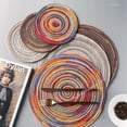 thumbnail image 2 of Mantel individual redondo de vinilo tejido para mesa, manteles individuales para mesa, vajilla de cocina antideslizante, posavasos para bebidas, decoración festiva, 2 of 6