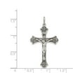 thumbnail image 3 of Antique Sterling Silver Crucifix Cross Pendant for Men and Women with Flared Scrollwork Design and Oxidized INRI Jesus Detail in Baroque Christian Religious Style, 3 of 6