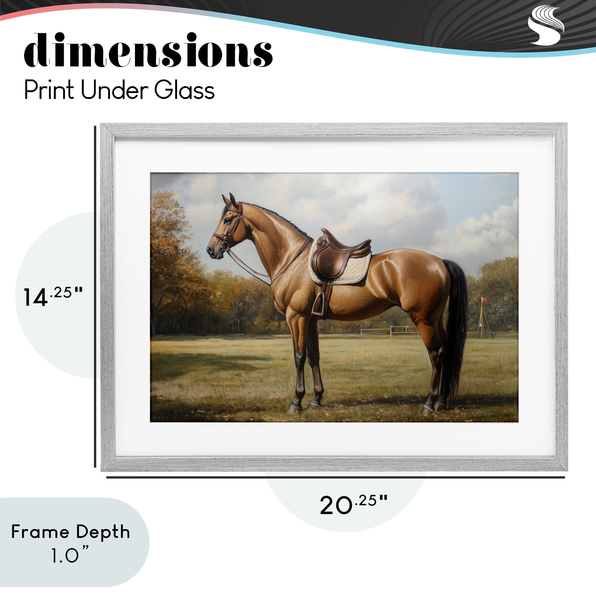 Stupell Industries Show Ready Horse with Saddle Gray Framed Print Under Glass, design by Petal Prints Design
