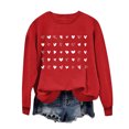 thumbnail image 1 of Penkiiy Chandail à Imprimé Cœur pour Femme, Manches Longues, Col Ras du Cou, Décontracté, Ample, Style Vintage, Chandail Graphique « Love », Hauts, S, Rouge, 1 of 5