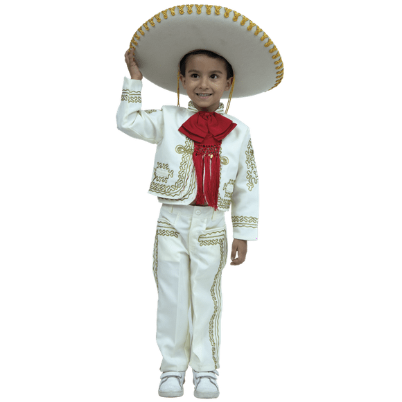 Traje de charro de niño mariachi blanco Rev mariachi color blanco bordado