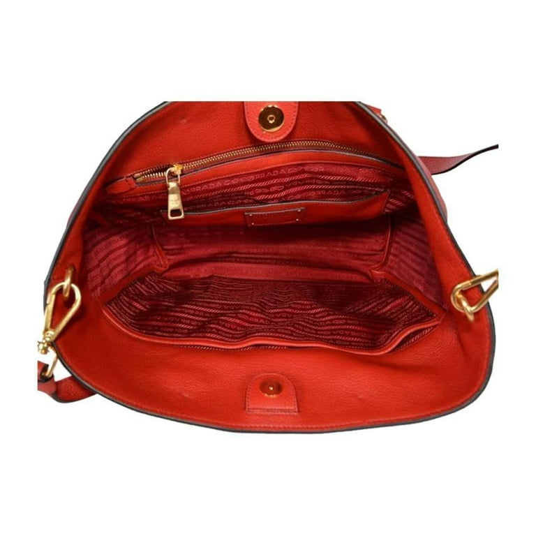 Prada Vitello Phenix Red Leather Shopping Tote 1BG865 