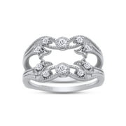 1/2 ct t.w Round Cut Lab Created Moissanite Diamond Vine Vintage-Style Solitaire Enhancer Ring Wrap In 14K White Gold Over Sterling Silver (D Color,VVS1 Clarity 0.50 Cttw)-8.5