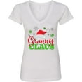 thumbnail image 3 of Inktastic Granny Claus with Christmas Santa Hat and Snowflakes Women's V-Neck T-Shirt, 3 of 5