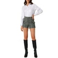 thumbnail image 2 of Women's Plaid Tweed High Waisted Wide Leg Button Decor Elegant Shorts S Black, 2 of 6