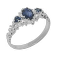 thumbnail image 1 of LBG British Made Spectacular 14k White Gold Natural Sapphire Womens Statement Ring - 33 size options - Size 10.5, 1 of 9