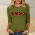 thumbnail image 2 of Plebaso Chemises à Manches 3/4 pour Femmes Mignonnes avec Cœur Hauts Amples Décontractés Blouses à Col Rond T-Shirts Imprimés, 2 of 4