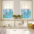 thumbnail image 2 of Christmas Kitchen Curtains and Valances Set, Rod Pocket Curtains Tier Farmhouse Window Curtains 24 Inch Length, Xmas Pine Leaves Snowflake Blue Green Ombre 3 Piece Kitchen Curtains Set, 2 of 6