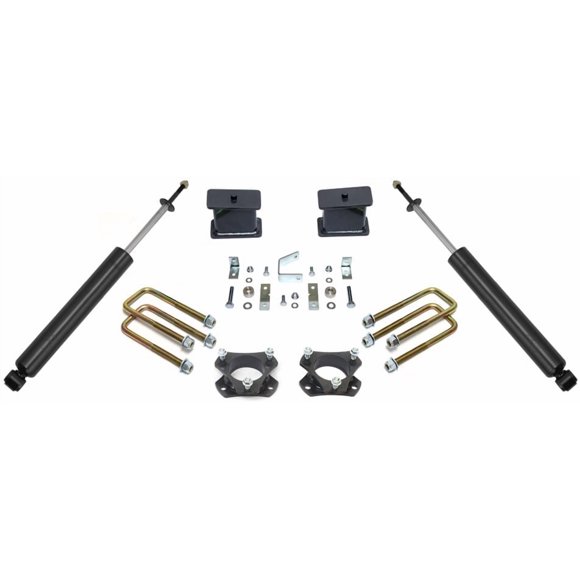 Fits 2005-2022 Toyota Tacoma MaxTrac Lift Kit Suspension 906840 2-1/2 Inch Front Lift; 4 Inch Rear Lift; With Rear Shock Absorbers In Kit; Black Components