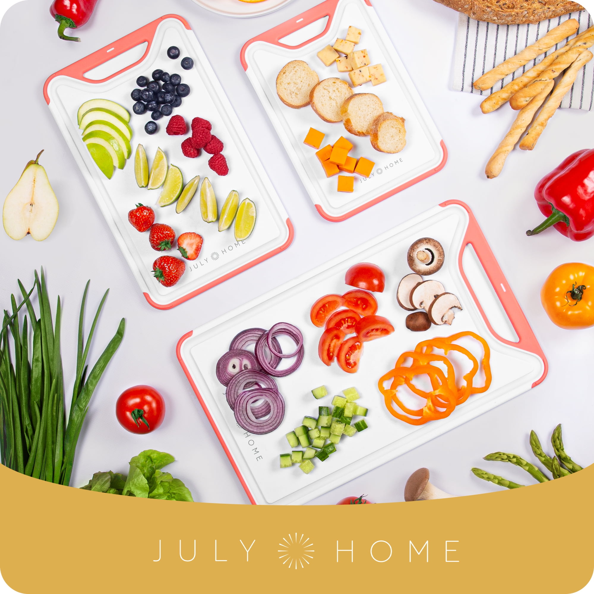 Joyjolt Cutting Board Set-cutting Boards For Kitchen-non Slip Large & Small  Chopping Boards; Meat Cutting Board With Juice Groove-white & Grey : Target