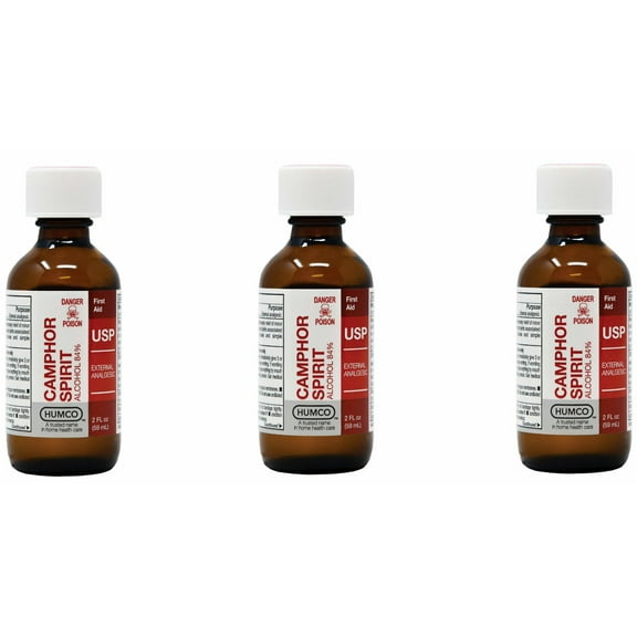 Humco Camphor Spirit 84% Alcohol, Treat Skin Irritation & Pain, 2oz, 3-Pack