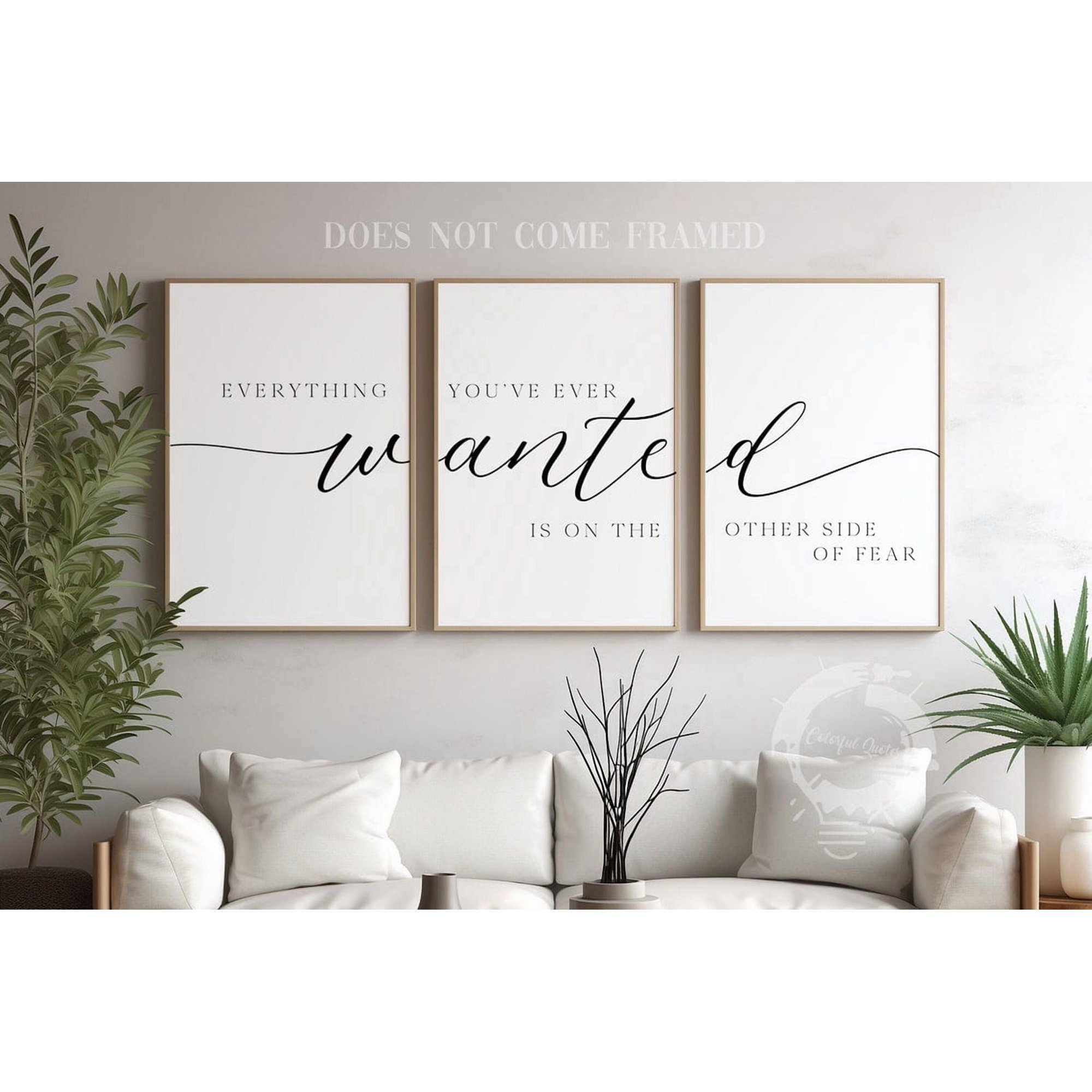 Set Of 3 Everything Youve Ever Wanted Wall Art Prints Motivational Quote Inspirational Office And Bedroom Decor