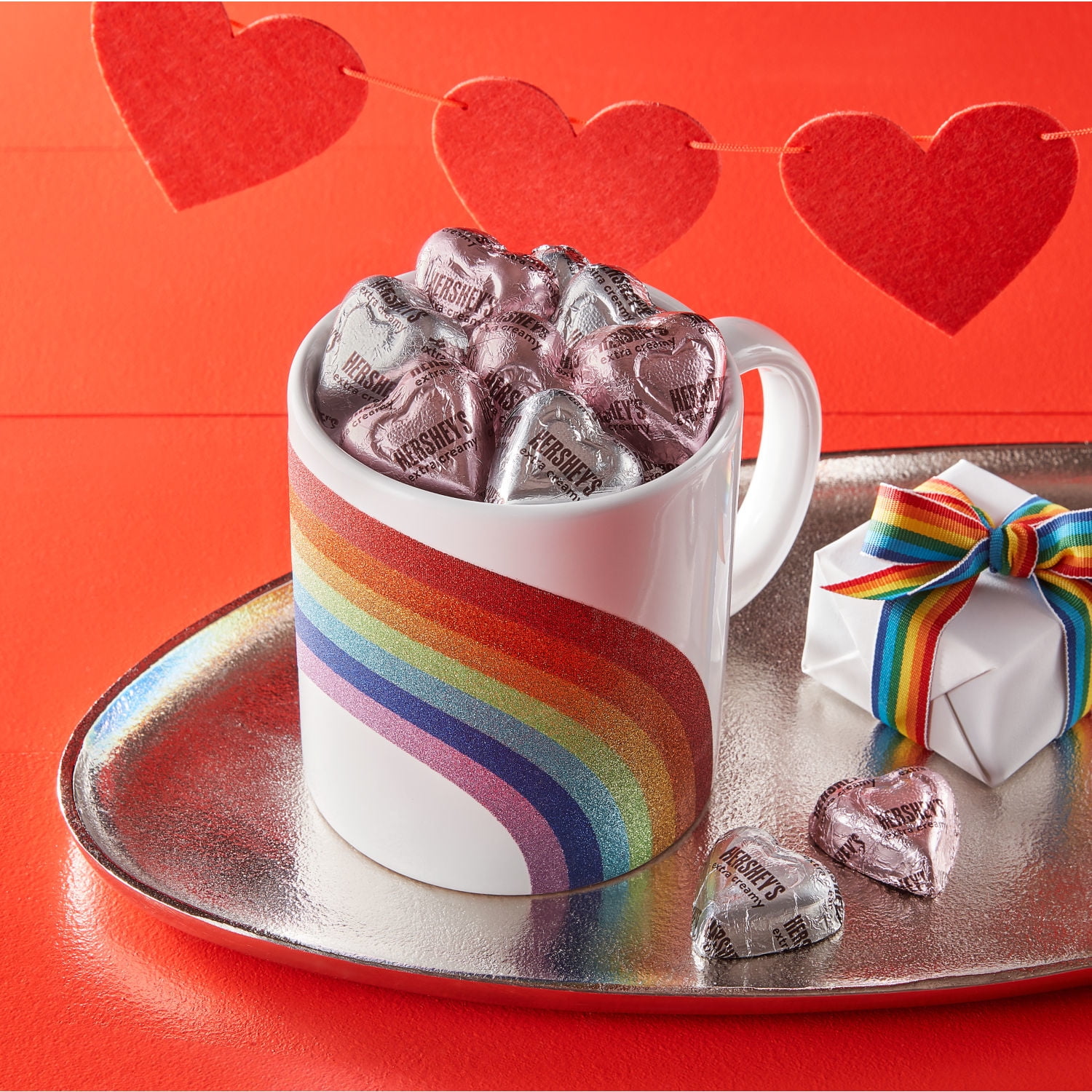 HERSHEY'S Extra Creamy Milk Chocolate Hearts, Valentine's Candy Bag, 9.2 oz