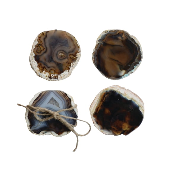 Creative Co-Op 4 Piece Brown Agate Coaster Set