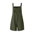 thumbnail image 3 of FVWITLYH Dressy Jumpsuits For Women Women's Cotton Linen Short Overalls Casual Summer Bib Shortalls with Pockets Green,XXXL, 3 of 5