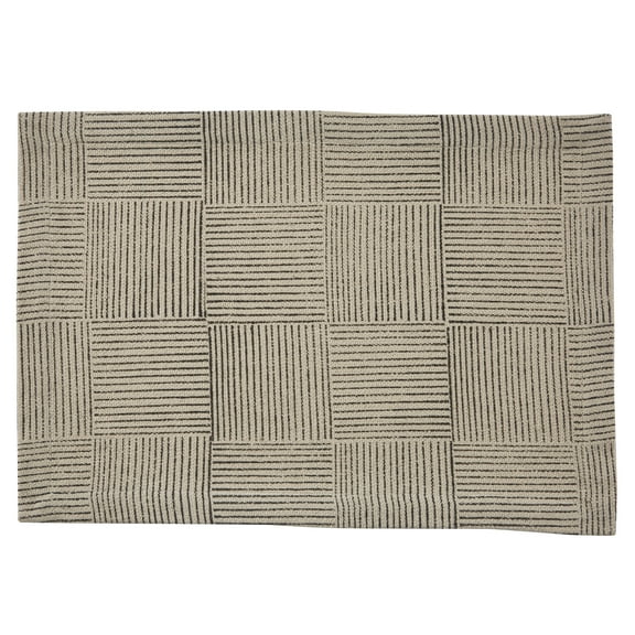 Split P Black And Natural Block Print Placemat Set of 4