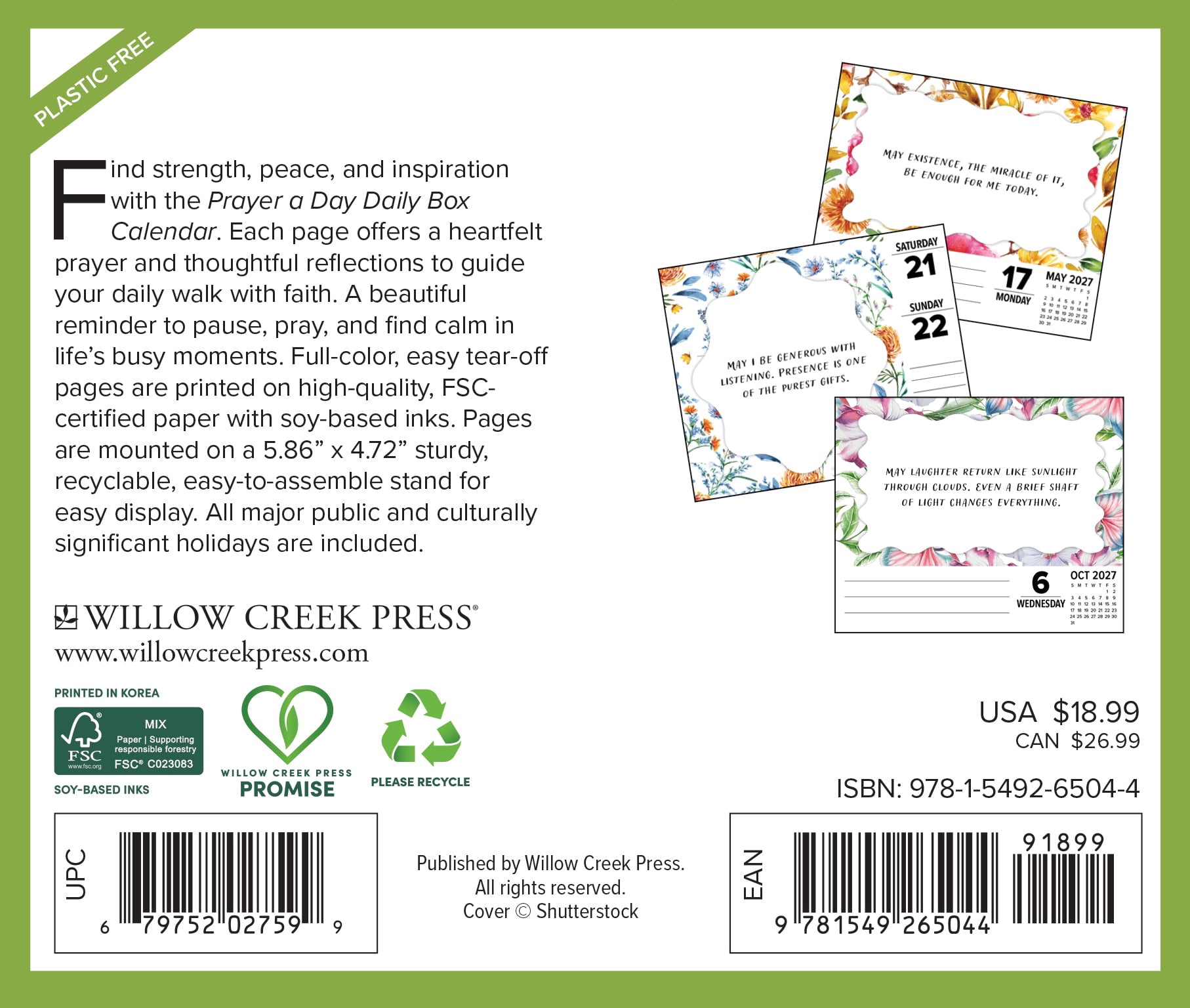 Willow Creek Press, Prayer a Day 2027 Box Calendar