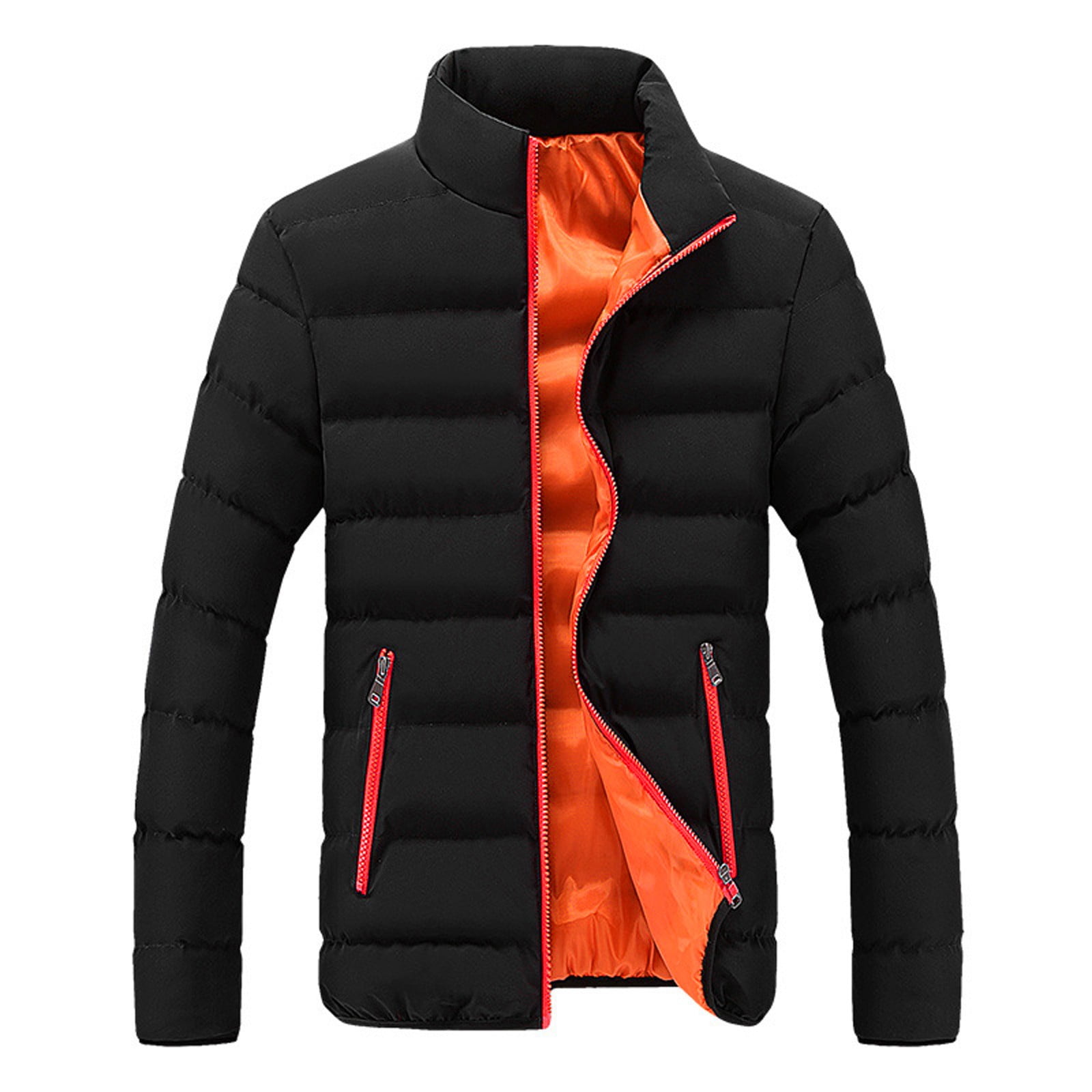 Men's Winter Collar Thick Padded Jacket Zipper Slim Outwear Coat Warm Fashion