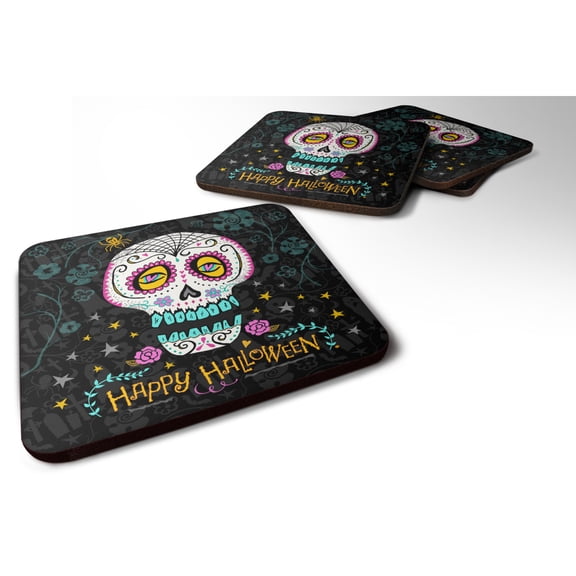 Happy Halloween Day of the Dead Foam Coaster Set of 4
